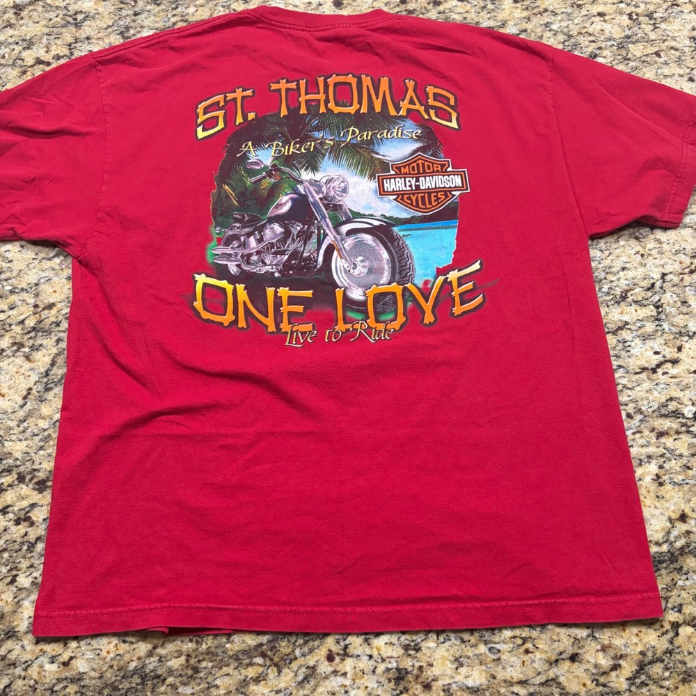 Harley-Davidson St Thomas One Love Biker Paradise Red T-Shirt Mens 2XL ws
